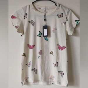 rag & bone Cream Butterfly Print Short Sleeve Tee